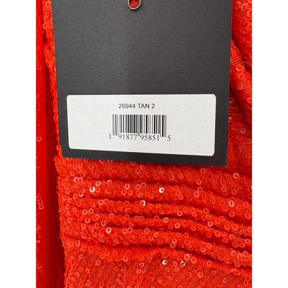 MAC DUGGAL Dress Size 2 Evening Gown Orange Tangerine Sequin NEW Mini V Neck - Picture 6 of 9